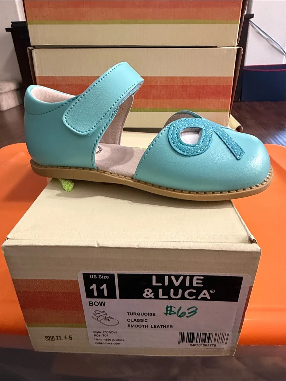 Livie & Luca Turquoise Mary Jane with Bow Accent